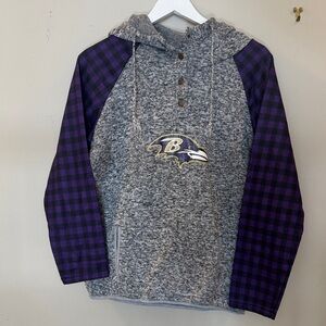 Gray and Purple Hooded Men's Sweater